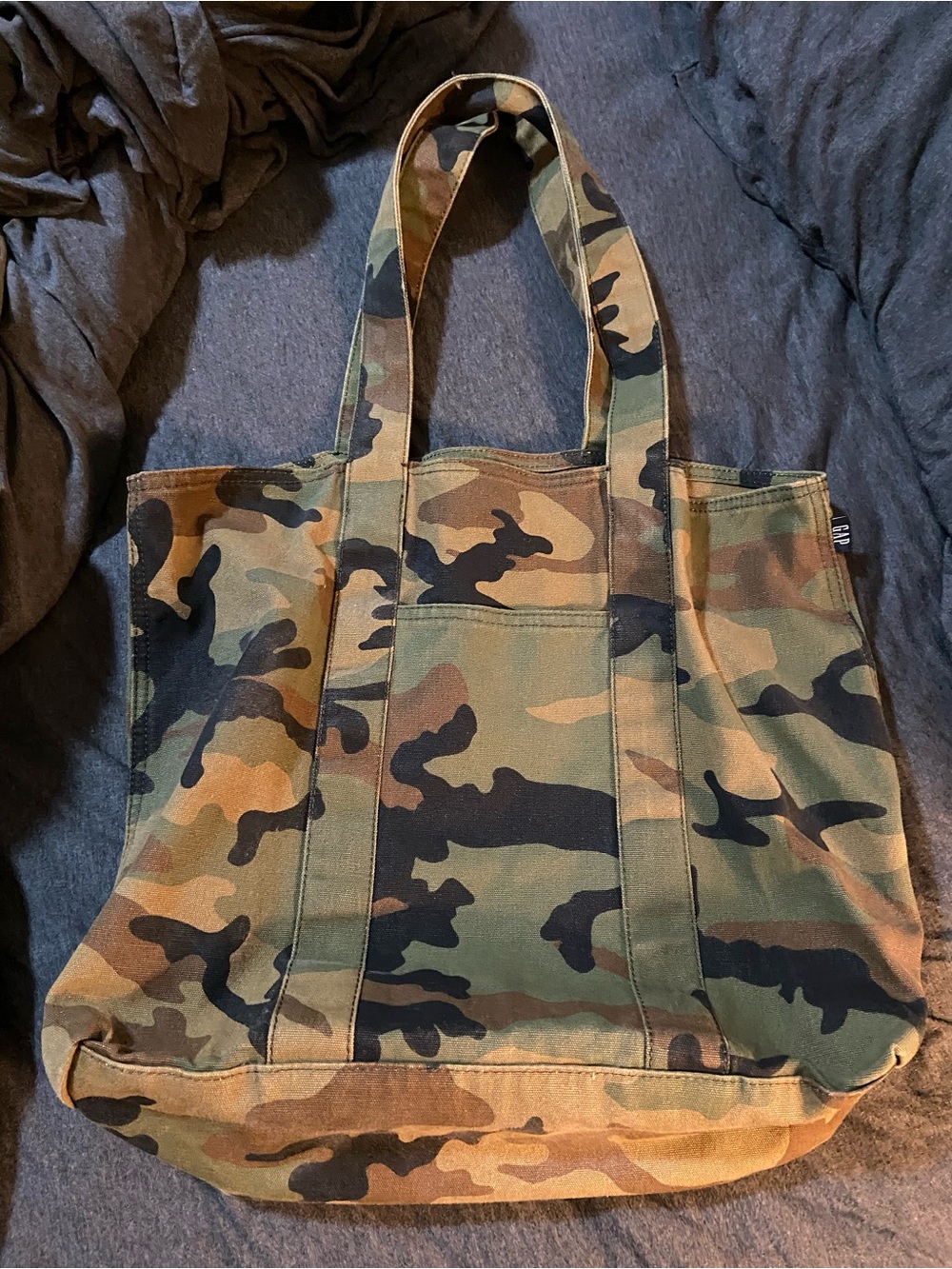 GAP Camo Canvas Tote in Green and Brown